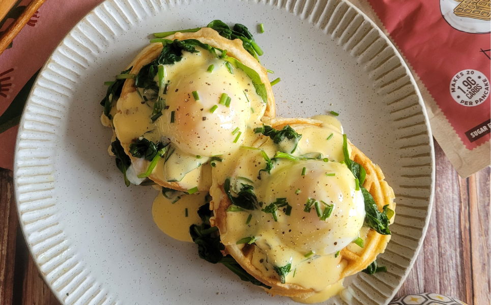 Keto Eggs Florentine with Waffles Golow Baking